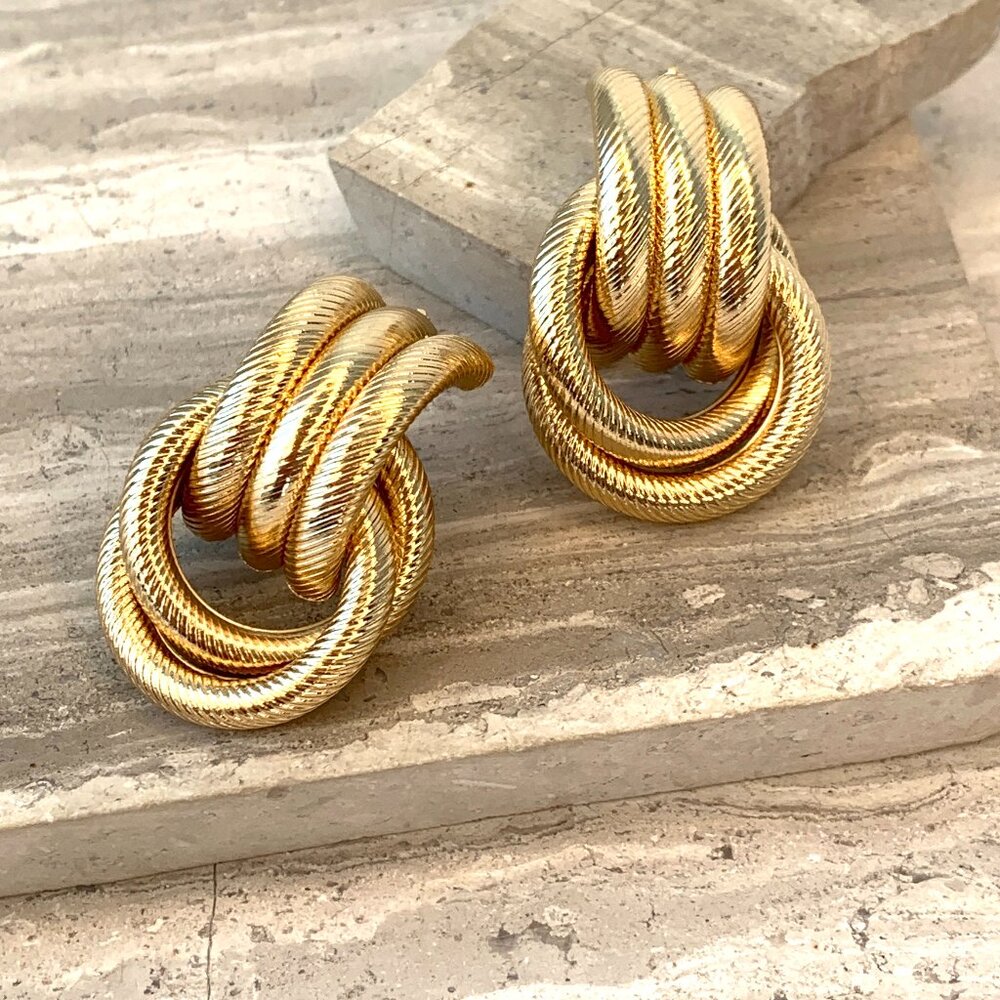 NEW~ Anthropologie Textured Mini Knot Gold Earrings